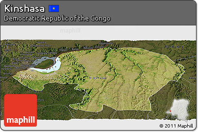 Satellite Panoramic Map of Kinshasa, darken