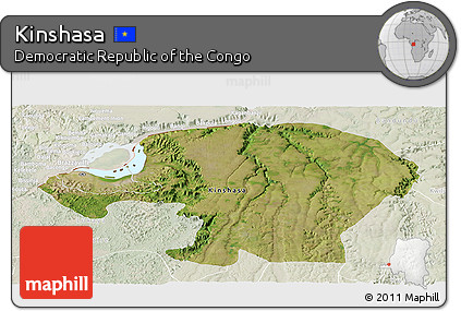 Satellite Panoramic Map of Kinshasa, lighten