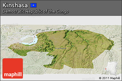 Satellite Panoramic Map of Kinshasa, lighten