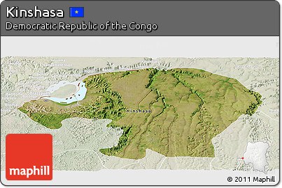 Satellite Panoramic Map of Kinshasa, lighten
