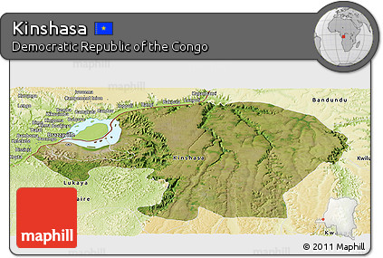 Satellite Panoramic Map of Kinshasa, physical outside