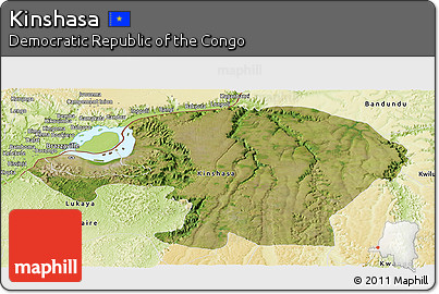 Satellite Panoramic Map of Kinshasa, physical outside