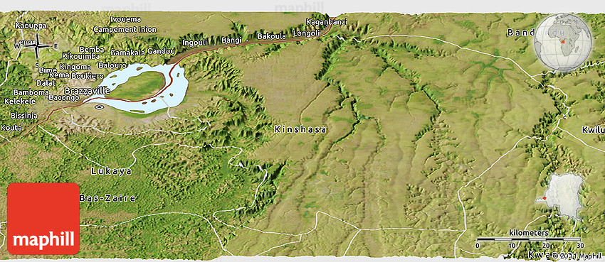 Satellite Panoramic Map of Kinshasa