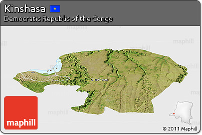 Satellite Panoramic Map of Kinshasa, single color outside