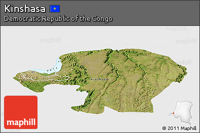 Satellite Panoramic Map of Kinshasa, single color outside
