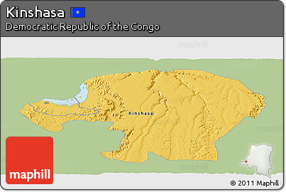Savanna Style Panoramic Map of Kinshasa, single color outside
