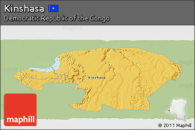 Savanna Style Panoramic Map of Kinshasa, single color outside