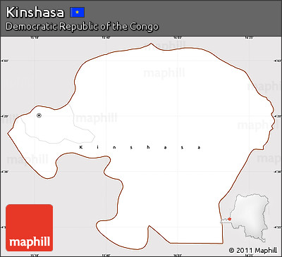 Classic Style Simple Map of Kinshasa, cropped outside