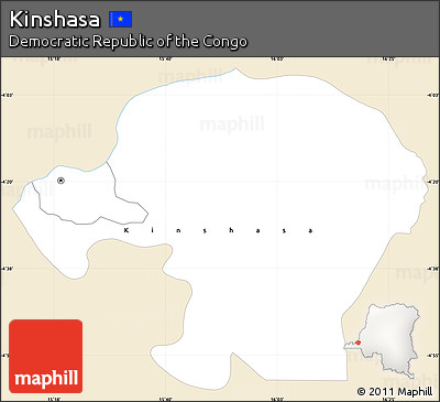 Classic Style Simple Map of Kinshasa, single color outside