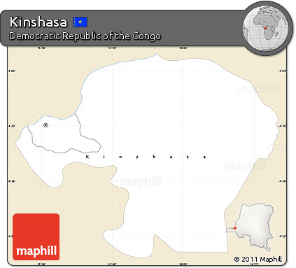 Classic Style Simple Map of Kinshasa, single color outside