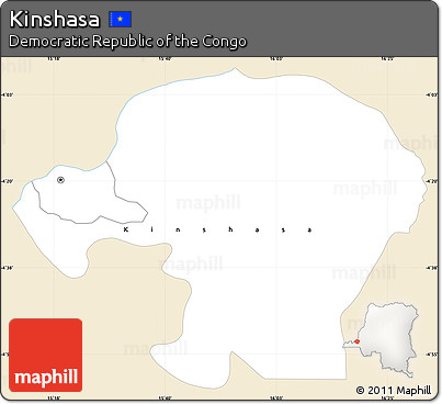 Classic Style Simple Map of Kinshasa, single color outside