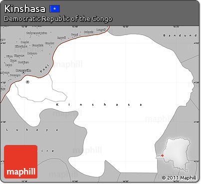 Gray Simple Map of Kinshasa