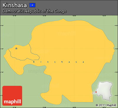 Savanna Style Simple Map of Kinshasa, single color outside