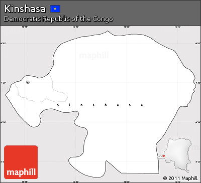 Silver Style Simple Map of Kinshasa, cropped outside