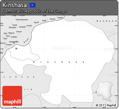 Silver Style Simple Map of Kinshasa