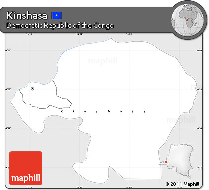Silver Style Simple Map of Kinshasa, single color outside