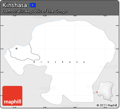 Silver Style Simple Map of Kinshasa, single color outside