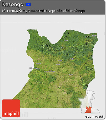 Satellite 3D Map of Kasongo, single color outside