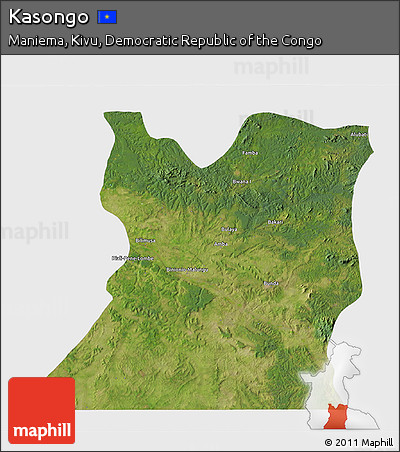 Satellite 3D Map of Kasongo, single color outside