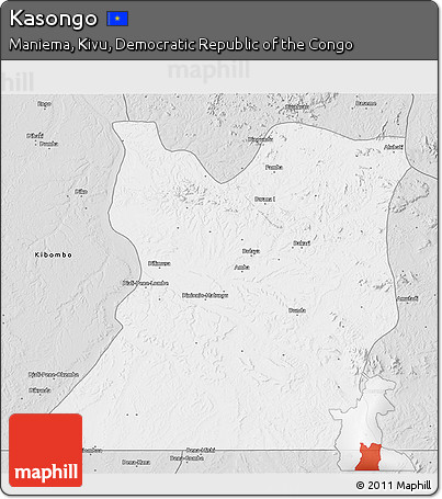 Silver Style 3D Map of Kasongo