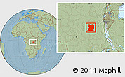 Savanna Style Location Map of Kasongo, hill shading