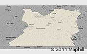 Shaded Relief Panoramic Map of Kasongo, darken, desaturated