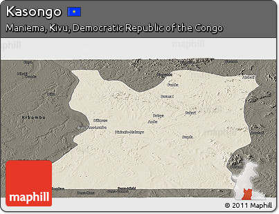 Shaded Relief Panoramic Map of Kasongo, darken