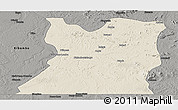 Shaded Relief Panoramic Map of Kasongo, darken, semi-desaturated