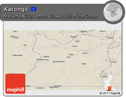 Shaded Relief Panoramic Map of Kasongo