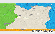 Shaded Relief Panoramic Map of Kasongo, political outside