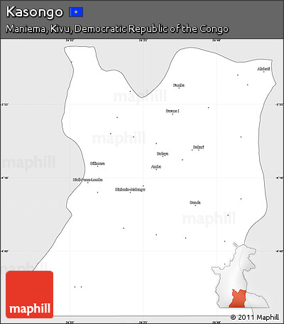Silver Style Simple Map of Kasongo, single color outside