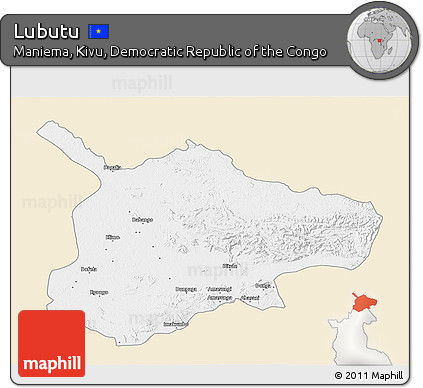 Classic Style 3D Map of Lubutu, single color outside