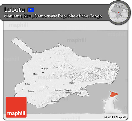 Gray 3D Map of Lubutu, single color outside