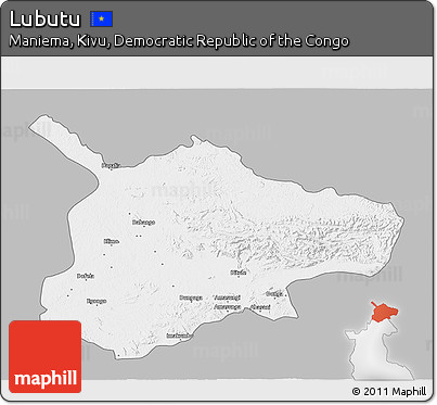 Gray 3D Map of Lubutu, single color outside