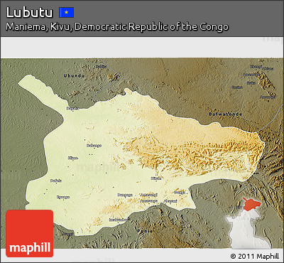 Physical 3D Map of Lubutu, darken