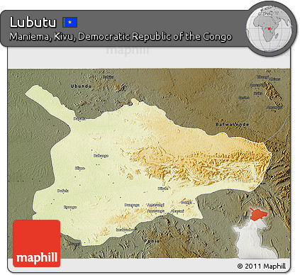 Physical 3D Map of Lubutu, darken
