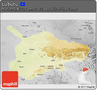 Physical 3D Map of Lubutu, desaturated