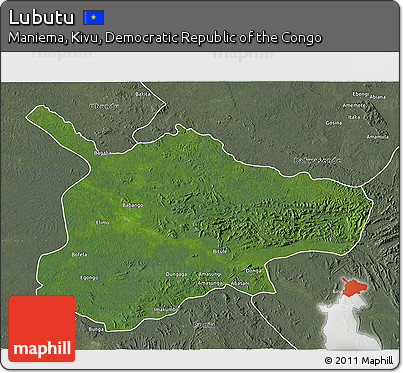 Satellite 3D Map of Lubutu, semi-desaturated