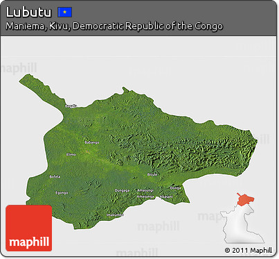 Satellite 3D Map of Lubutu, single color outside