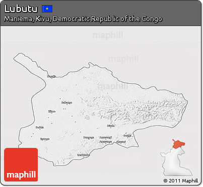 Silver Style 3D Map of Lubutu, single color outside