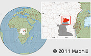 Savanna Style Location Map of Lubutu, highlighted country, highlighted parent region, hill shading
