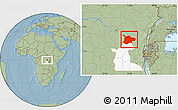 Savanna Style Location Map of Lubutu, highlighted parent region, hill shading
