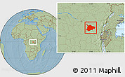 Savanna Style Location Map of Lubutu, hill shading