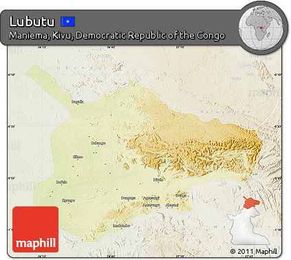 Physical Map of Lubutu, lighten