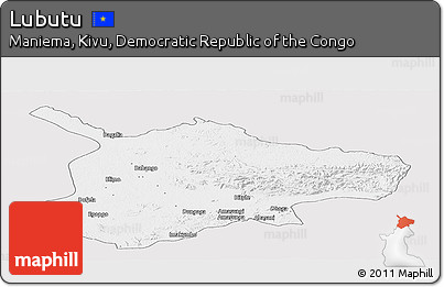Silver Style Panoramic Map of Lubutu, single color outside