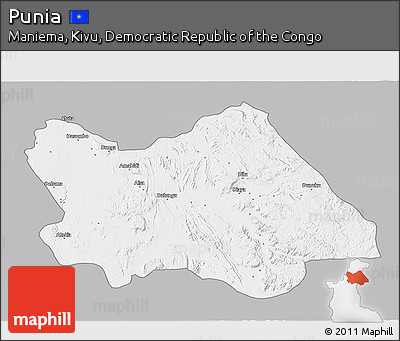 Gray 3D Map of Punia, single color outside