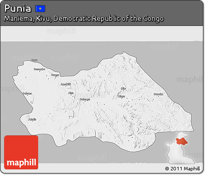 Gray 3D Map of Punia, single color outside