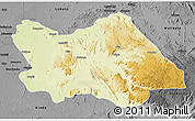 Physical 3D Map of Punia, darken, desaturated