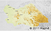 Physical 3D Map of Punia, lighten, desaturated