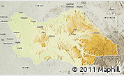Physical 3D Map of Punia, semi-desaturated